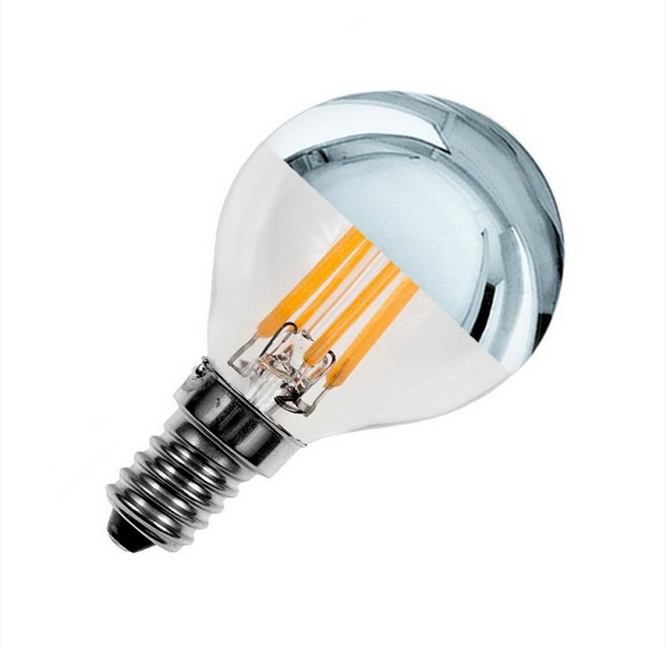 Ampoule E14 G45 3.5W LED Filament Reflect ARGENT Dimmable