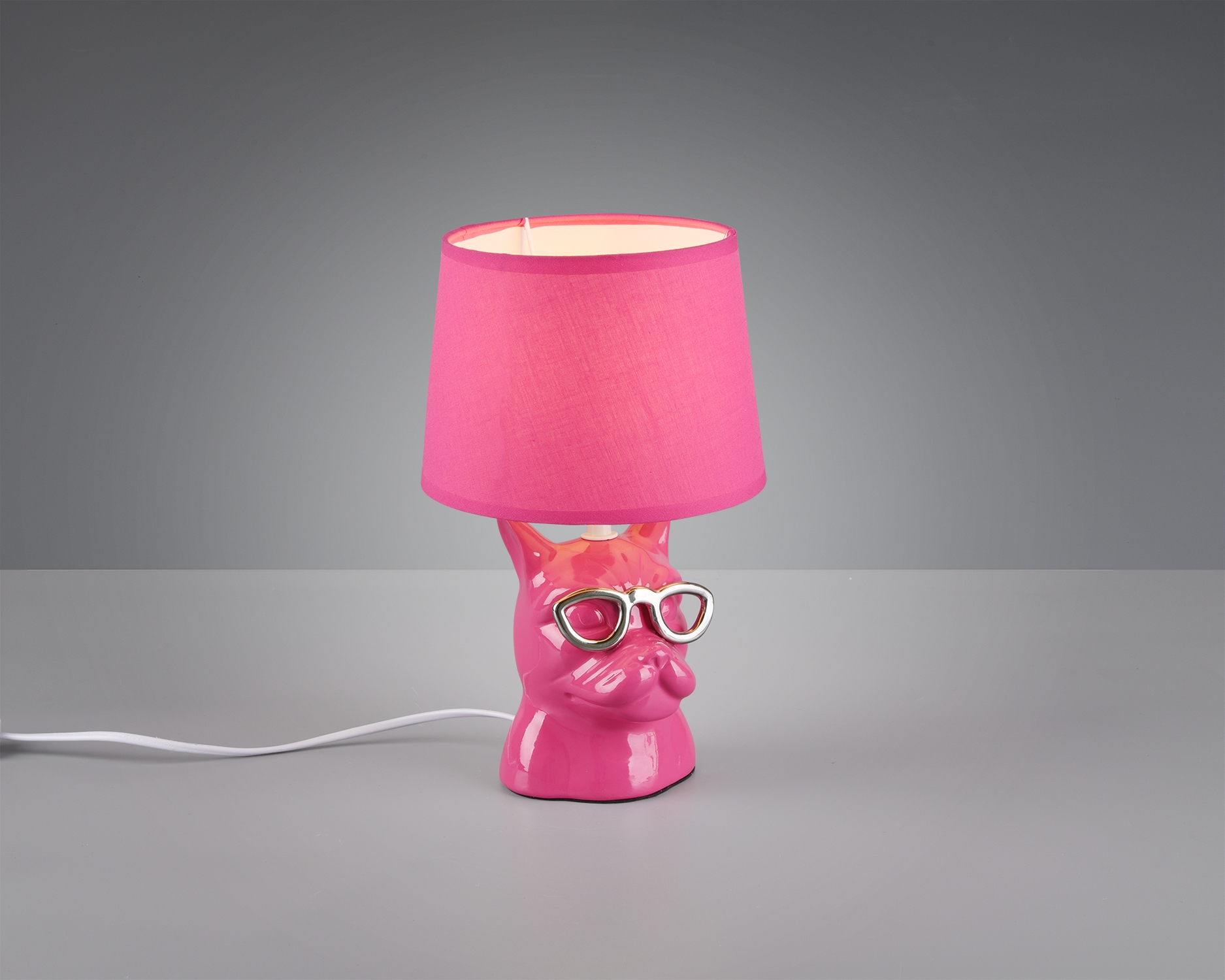 lampe bouledogue rose