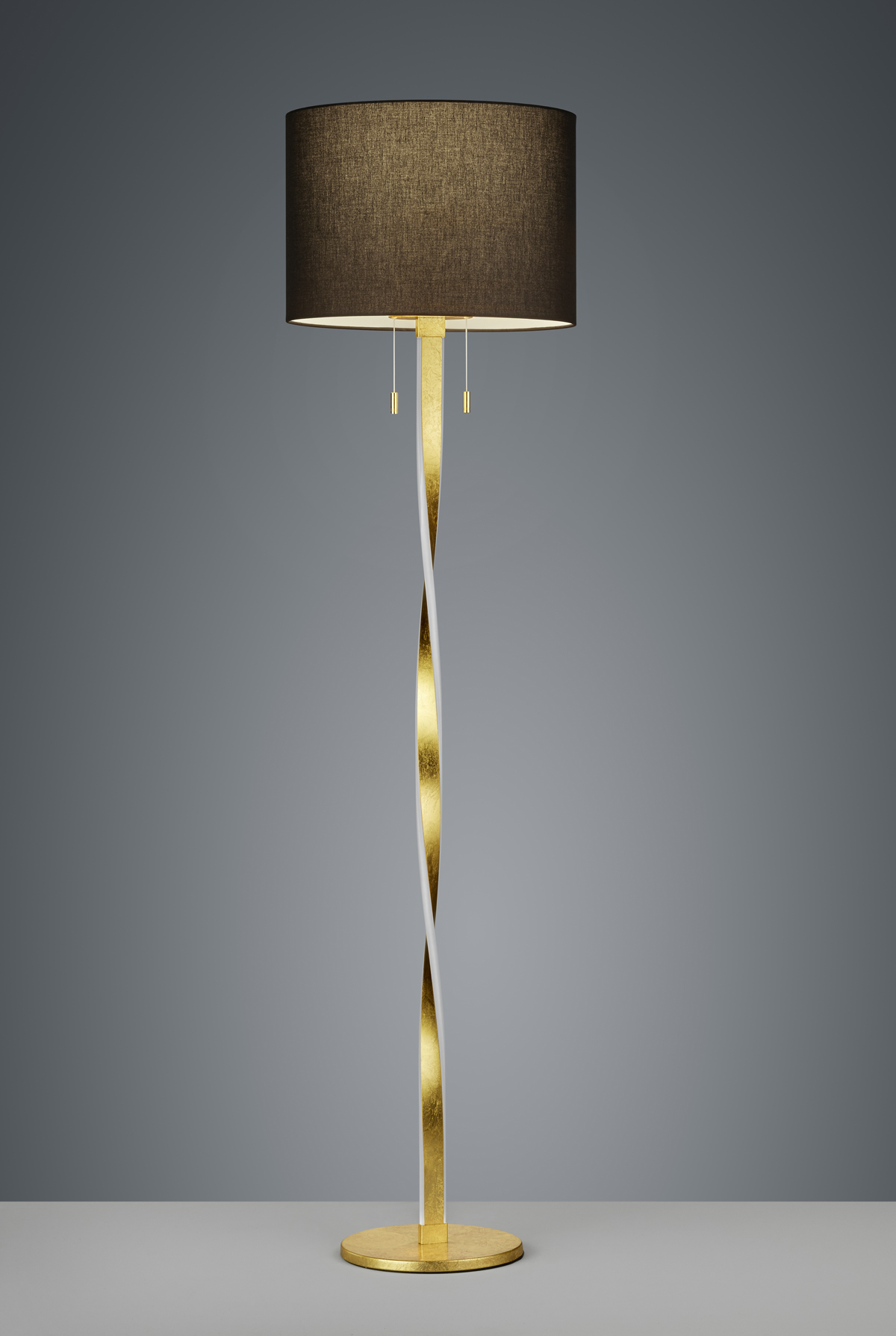 Lampadaire Design metale & tissu, Or, SMD LED, 7W · 2x 600lm, 3000K, sans ampoule