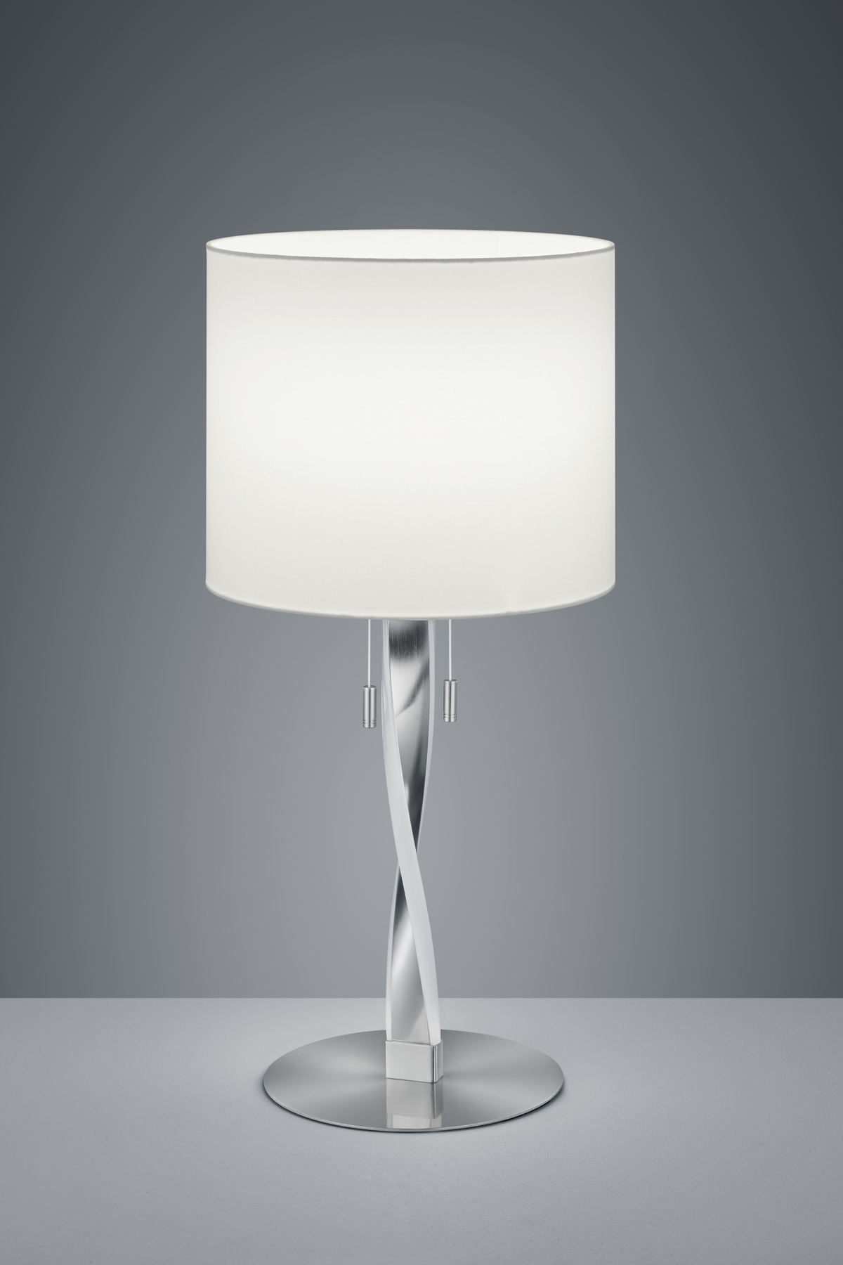 Lampe de table Design metale & tissu, Nickel Mat, 2x SMD LED, 3W · 2x 300lm, 3000K, sans ampoule