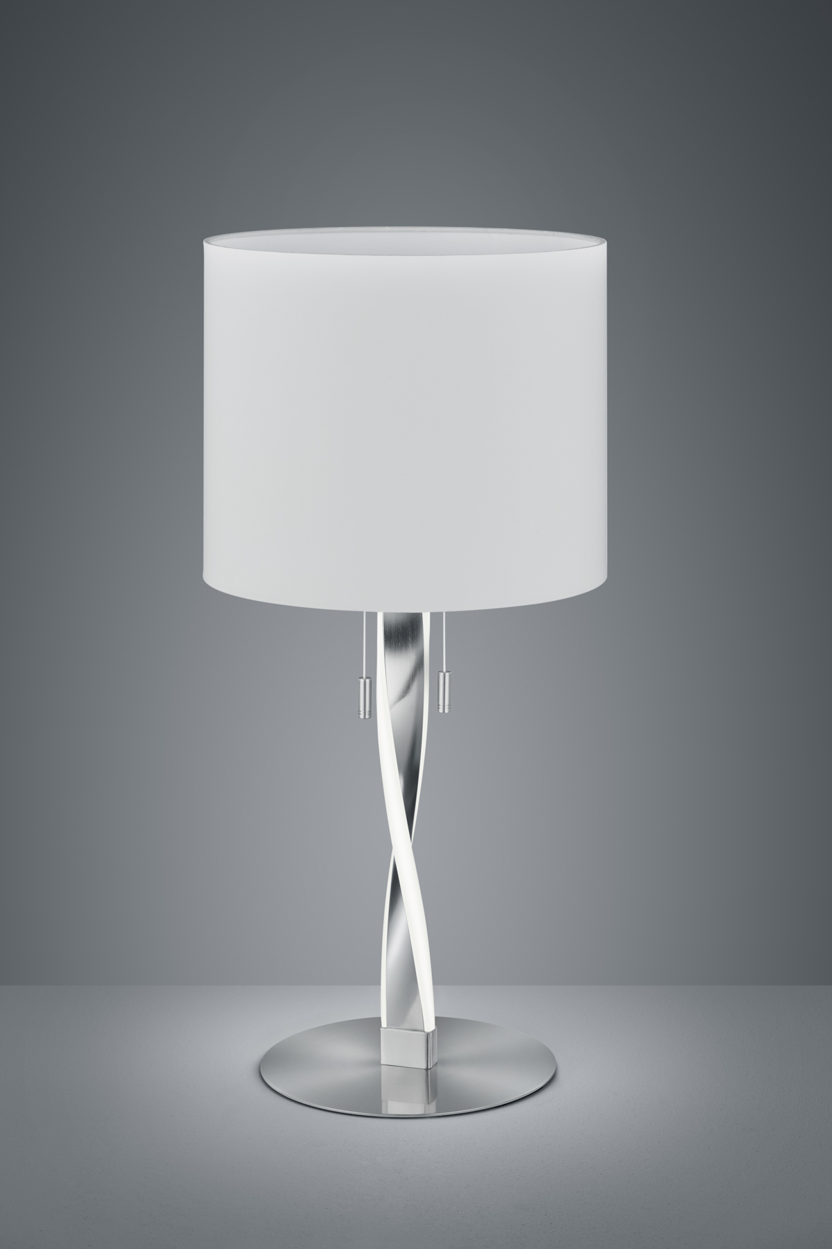 Lampe de table Design metale & tissu, Nickel Mat, 2x SMD LED, 3W · 2x 300lm, 3000K, sans ampoule