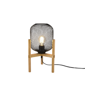 Grande Suspension bois & metale Noir Mat, Vintage, sans ampoule(s) Ø33cm