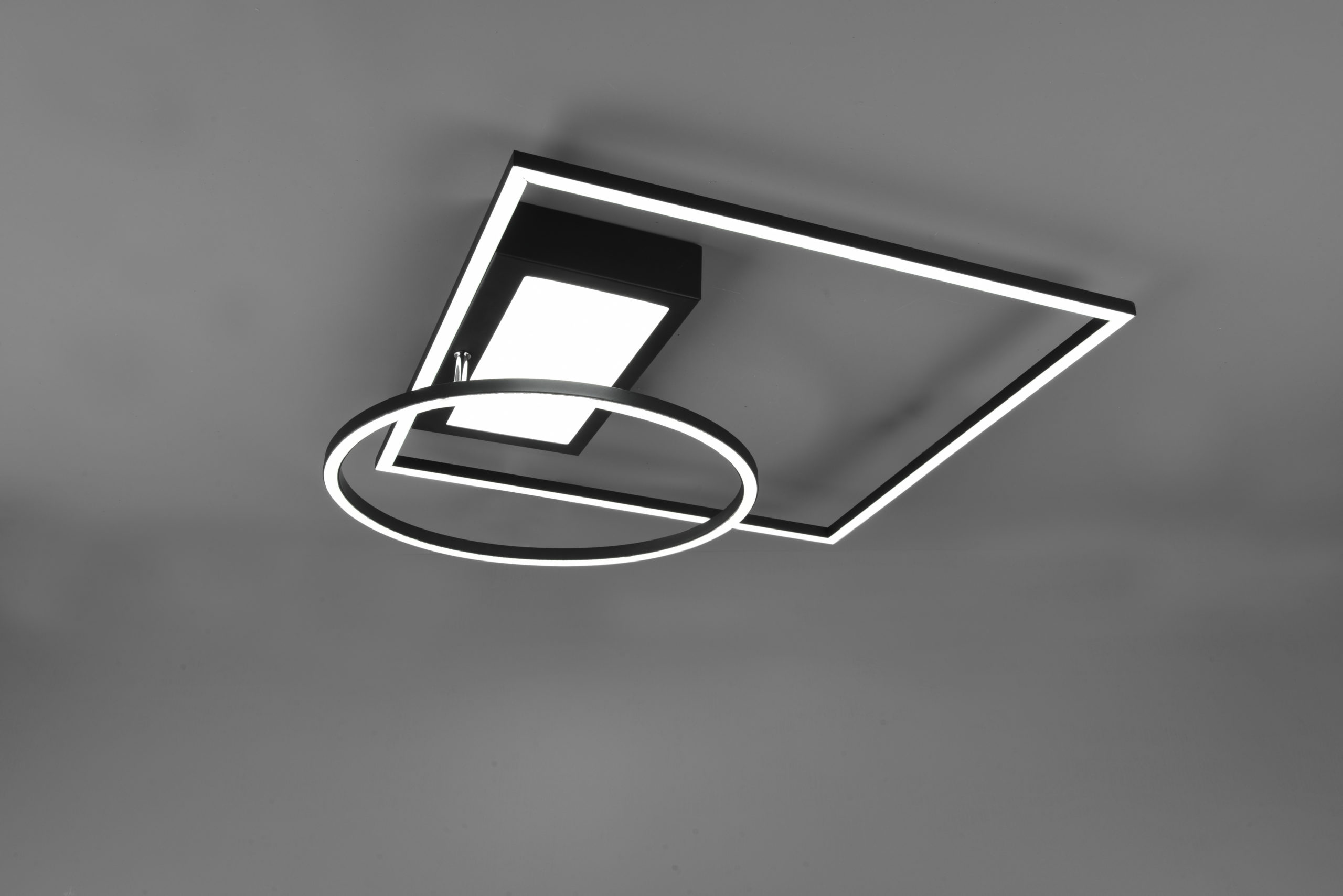 Plafonnier Design Carré et Rond, SMD LED, 33W · 4600lm, 2700 – 6500K – Noir Mat – Orientable