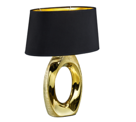 Lampe de table en céramique Or & tissu Noir, Grand Modèle, sans ampoule(s)